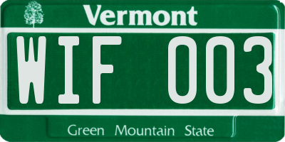 VT license plate WIF003