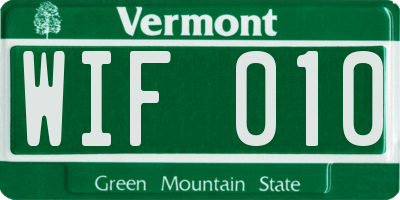 VT license plate WIF010
