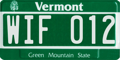 VT license plate WIF012