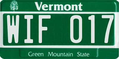 VT license plate WIF017
