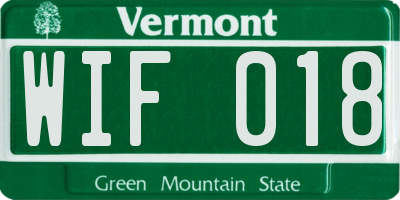 VT license plate WIF018