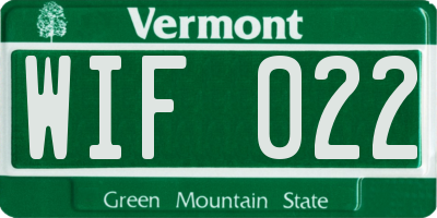 VT license plate WIF022