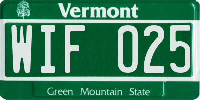 VT license plate WIF025