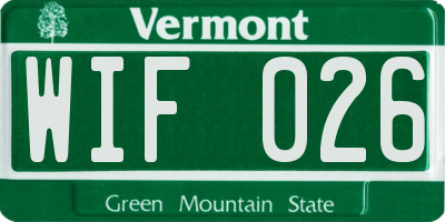 VT license plate WIF026