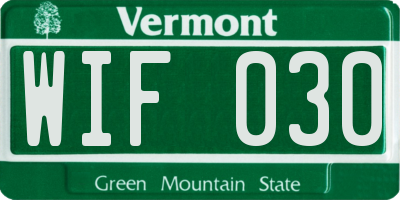 VT license plate WIF030