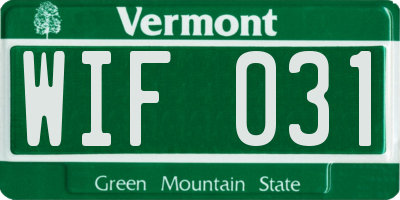 VT license plate WIF031