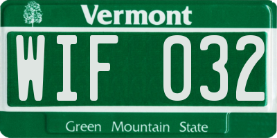 VT license plate WIF032