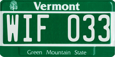 VT license plate WIF033