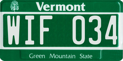 VT license plate WIF034