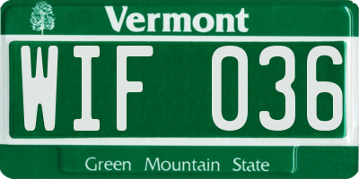 VT license plate WIF036