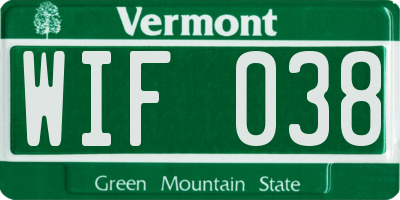 VT license plate WIF038