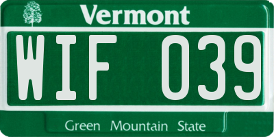 VT license plate WIF039