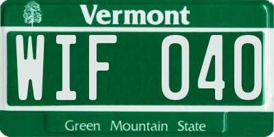 VT license plate WIF040