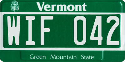 VT license plate WIF042