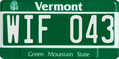 VT license plate WIF043