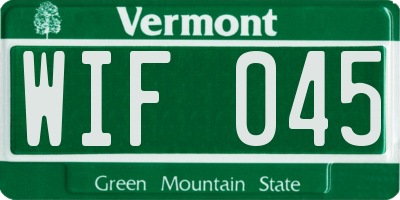 VT license plate WIF045