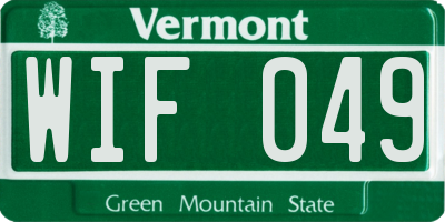 VT license plate WIF049