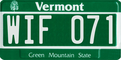 VT license plate WIF071