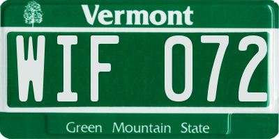VT license plate WIF072
