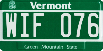 VT license plate WIF076