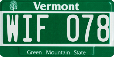VT license plate WIF078