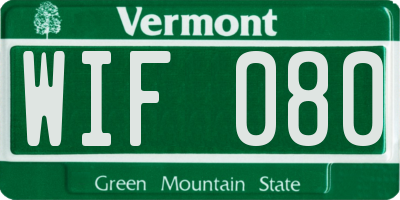 VT license plate WIF080