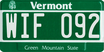VT license plate WIF092