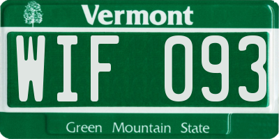 VT license plate WIF093