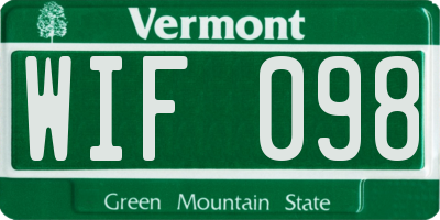 VT license plate WIF098