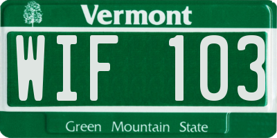 VT license plate WIF103