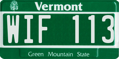 VT license plate WIF113