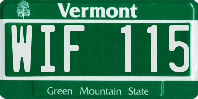 VT license plate WIF115