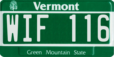 VT license plate WIF116