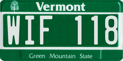 VT license plate WIF118