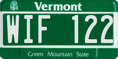 VT license plate WIF122