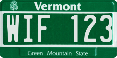 VT license plate WIF123