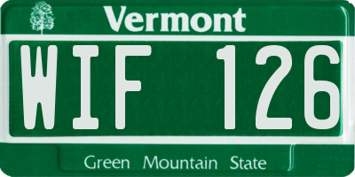 VT license plate WIF126