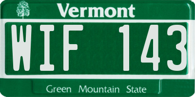 VT license plate WIF143