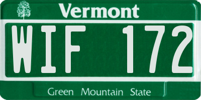 VT license plate WIF172