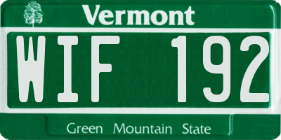 VT license plate WIF192