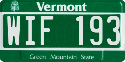 VT license plate WIF193