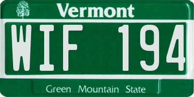 VT license plate WIF194