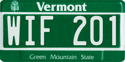 VT license plate WIF201
