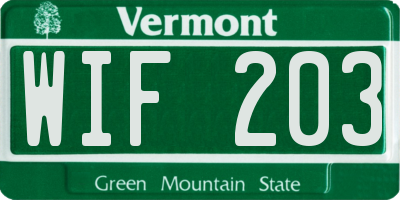 VT license plate WIF203