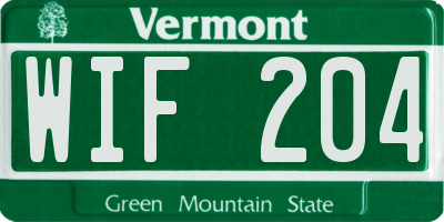 VT license plate WIF204