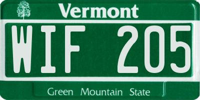 VT license plate WIF205