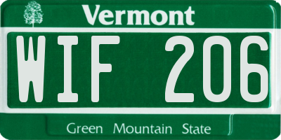 VT license plate WIF206