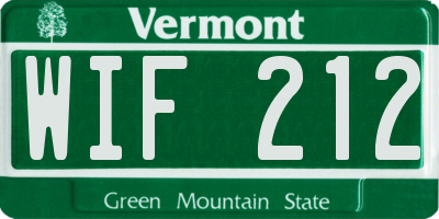 VT license plate WIF212