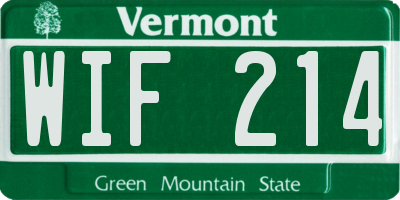 VT license plate WIF214
