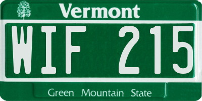 VT license plate WIF215